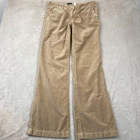 J.Crew Womens Pants Size 6 Low Fit Khaki Velour Flared Leg Classic Casual Retro - Picture 14 of 15